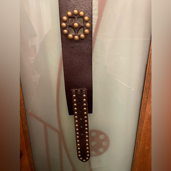 Linea Pelle Women Handmade Gen Brown Leather Brass Grommet Brass Buckle Belt main image 10